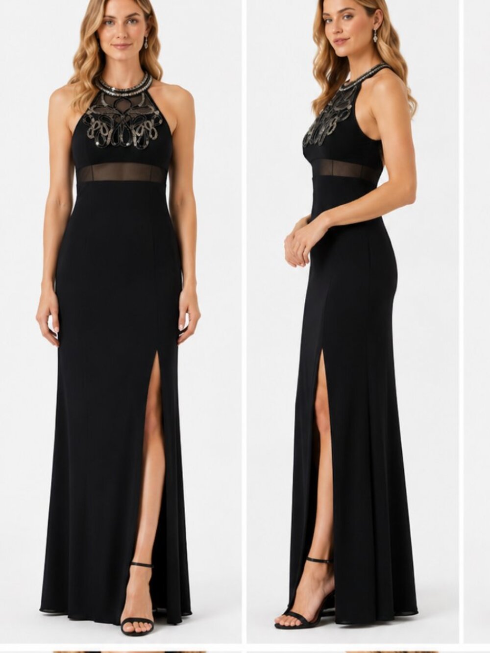 Dave & Johnny Black Beaded Halter Evening Gown Size 11/12